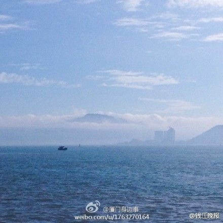 鼓浪屿出现海市蜃楼 “仙山”浮半空美丽惊人